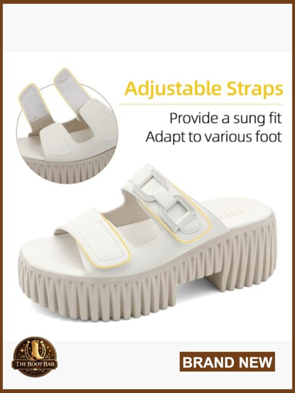 Womens Chunky Wedge Platform Sandals Adjustable Double-Strap Square-Toed - Picture 5 of 7